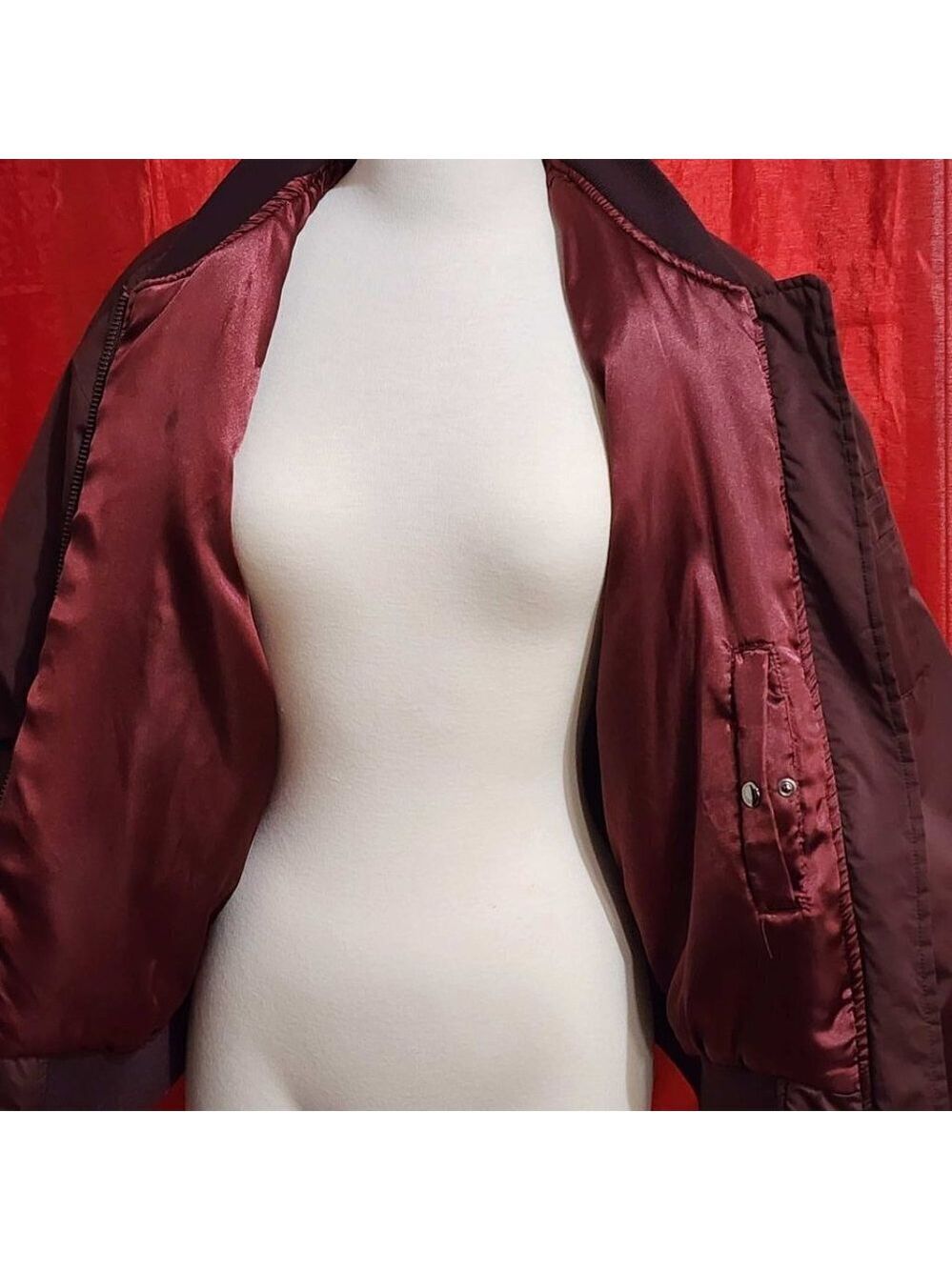Pre Owned Zara Burgundy Bomber Jacket - Picture 5 of 8